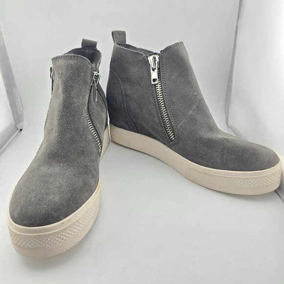Steve Madden Wedgie Gray Suede Hidden‑Wedge Sneaker Bootie Size 9.5M - Picture 5 of 7
